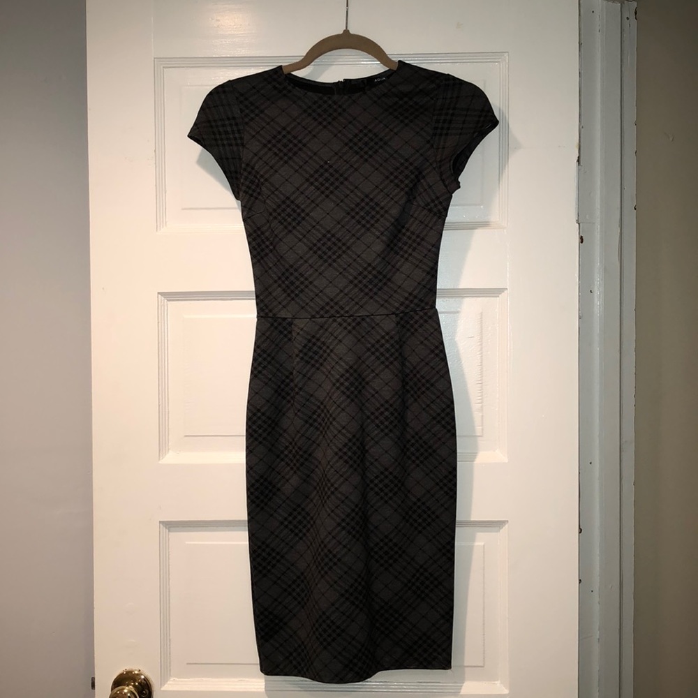 Aqua Grey Plaid Dress